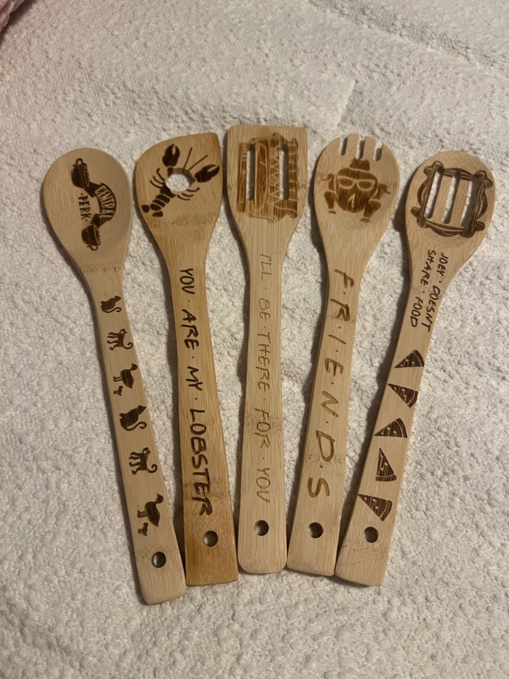 Set of 5 Bamboo Kitchen Spoons - Friends Designs